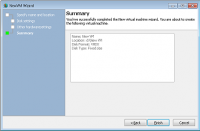 New VM wizard summary