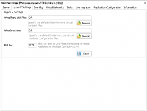 Hyper-V Settings tab